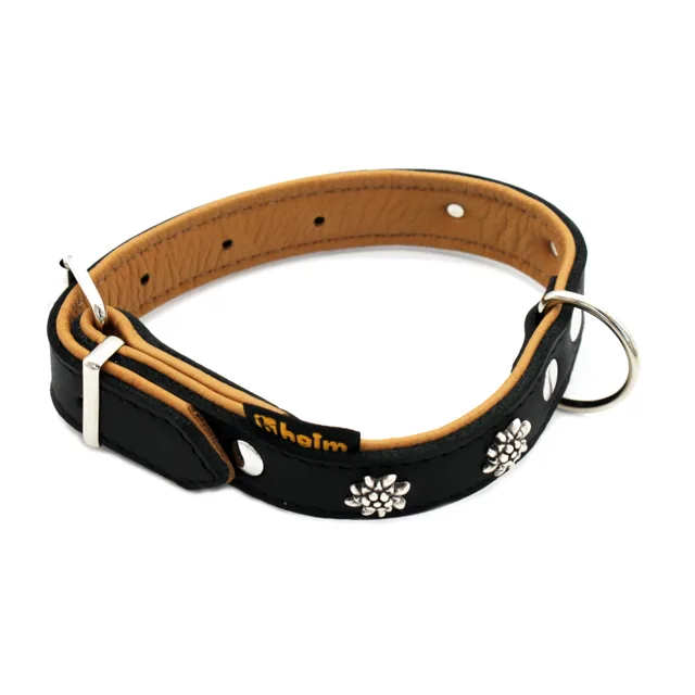 Heim obojek Edelweiss, černý / přírodní - obvod krku 28 - 35 cm, Š 20 mm