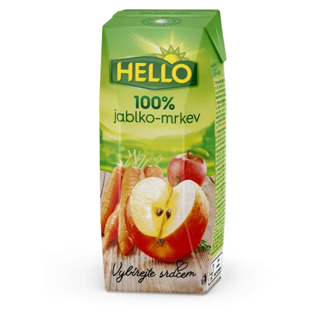HELLO 100% jablečná šťáva mrkev 250 ml x 18 kusů