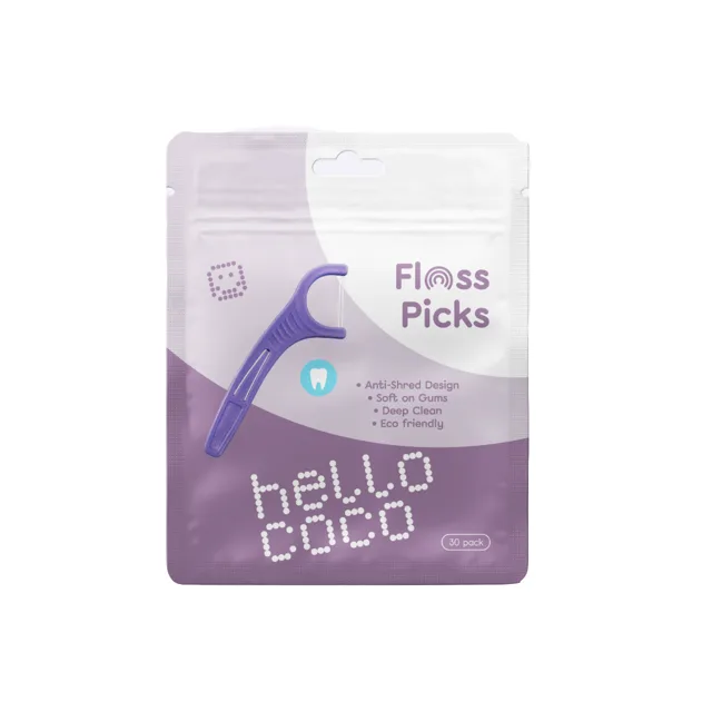Hello Coco Floss Picks dentální párátka s nití 30 ks