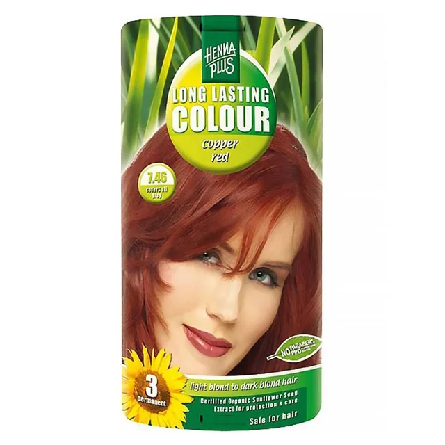 HENNA PLUS Přírodní barva na vlasy 7.46 Měděně červená 100 ml
