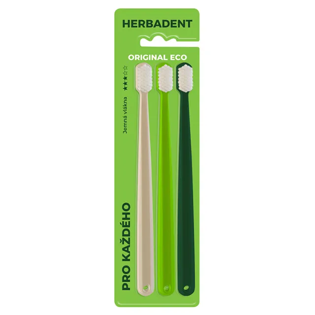 HERBADENT Original Eco 3 Zubní kartáček ultra jemná vlákna 3 kusy