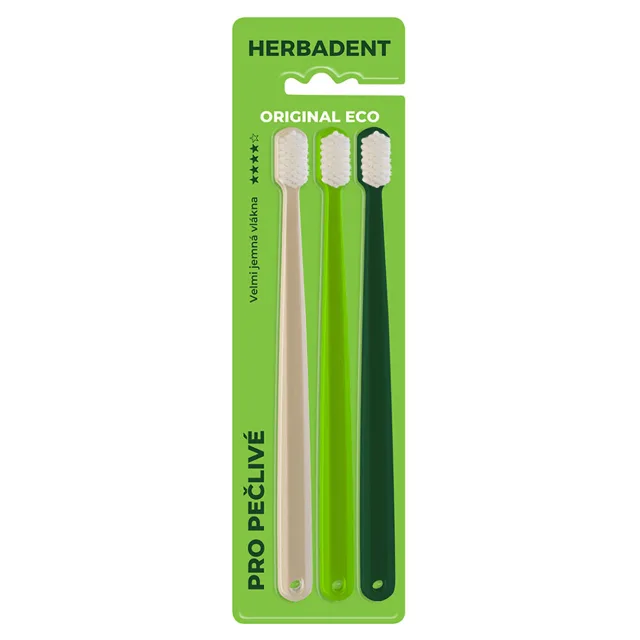 HERBADENT Original Eco 4 Zubní kartáček velmi jemná vlákna 3 kusy