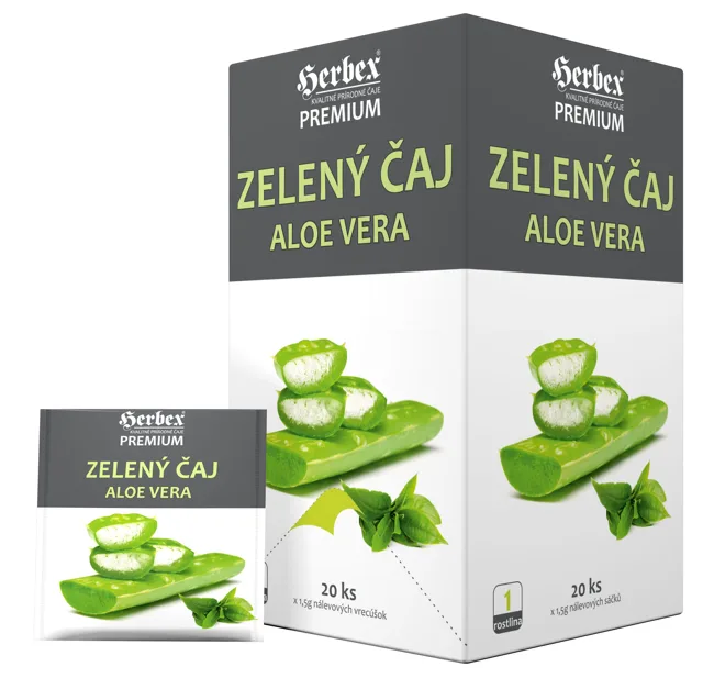 HERBEX Zelený čaj s aloe vera 20 nálevových sáčků 1,5g