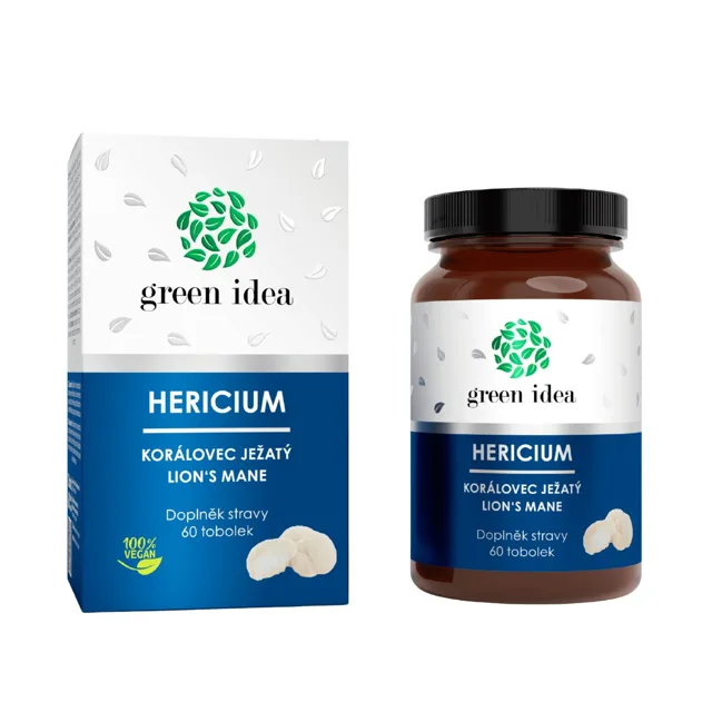 Hericium – korálovec ježatý – 60 kapslí - Green idea