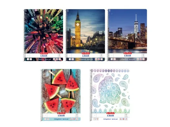 Herlitz spirálový blok A4, 80listů, linka, mix