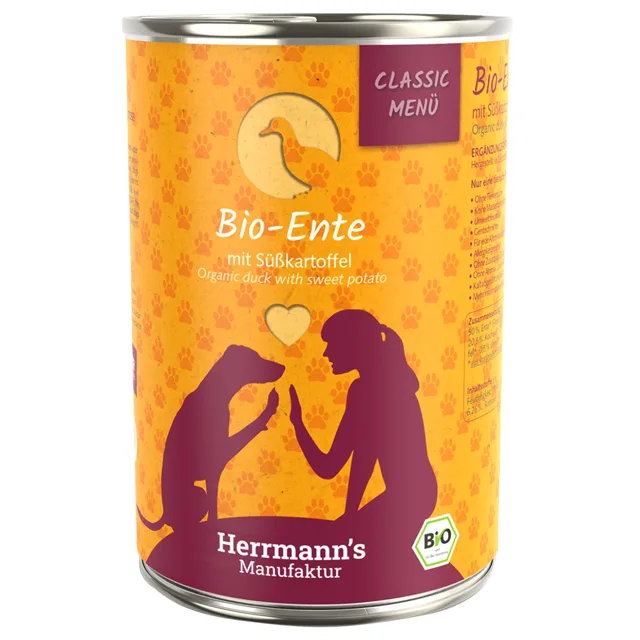 Herrmann's Bio-Menu 12 x 400 g - výhodné balení - Bio kachna s bio batáty