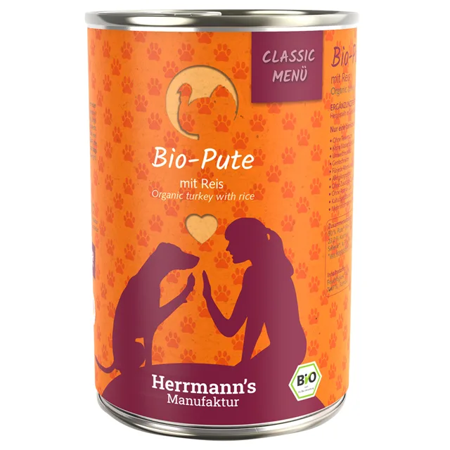 Herrmann's Bio-Menu 24 x 400 g - výhodné balení - Bio krůtí s bio rýží