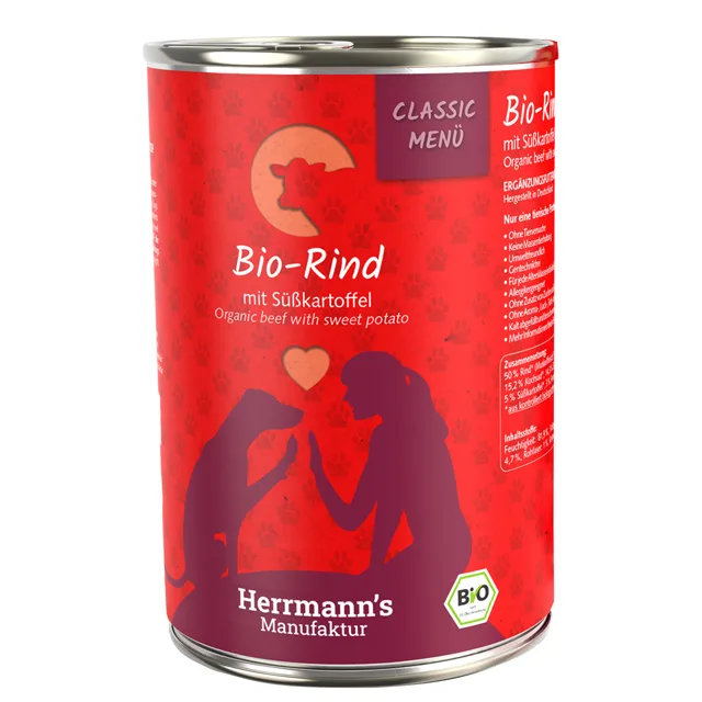 Herrmann's Bio-Menu 24 x 400 g - výhodné balení - Ovce s bio ovesnými vločkami