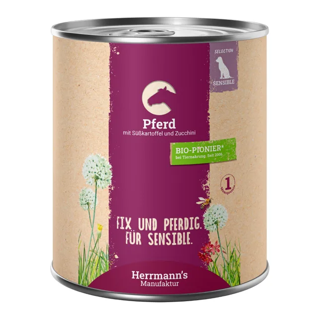Herrmann's Menu Bio-Sensitive 6 × 800 g - koňské s bio batáty a bio cuketou