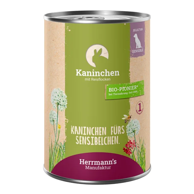 Herrmann´s Selection Sensible 6 x 400 g - Králičí s bio rýžovými vločkami