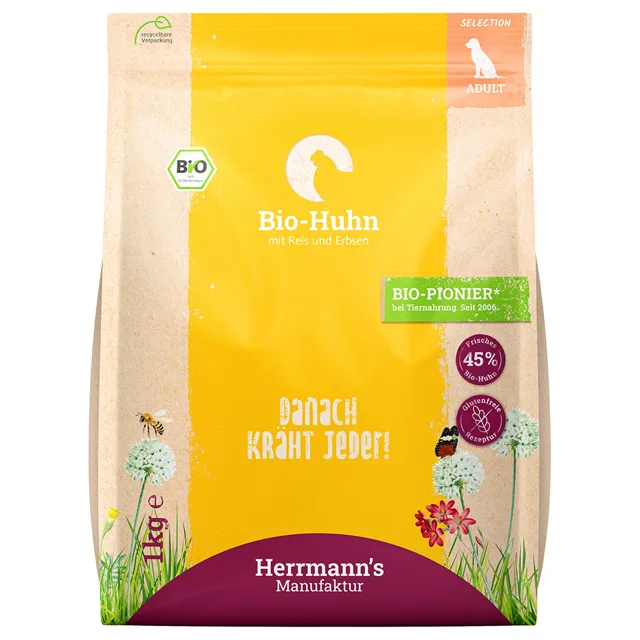 Herrmanns Bio kuřecí s rýží a hráškem - 10 kg