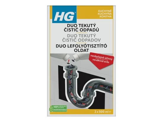 HG tekutý duo čistič odpadů 2 x 500 ml