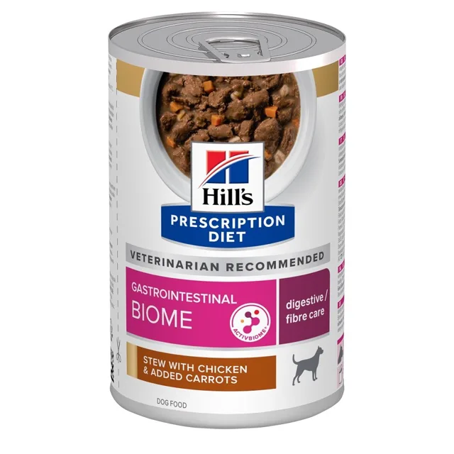HILL'S Prescription Diet Canine Gastrointestinal Biome Digestive Care Stew s kuřecím masem a mrkví 354 g konzervy