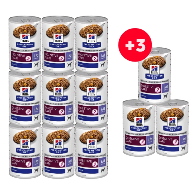 HILL'S Prescription Diet Canine i/d Low Fat krmivo pro psy 9x360g + 3 konzervy ZDARMA!