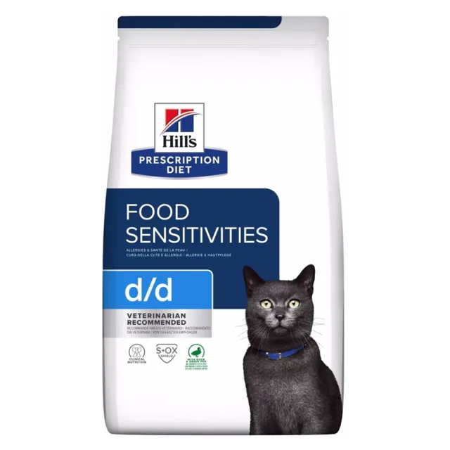 HILL'S Prescription Diet d/d kachna a zelený hrášek granule pro kočky 1,5 kg