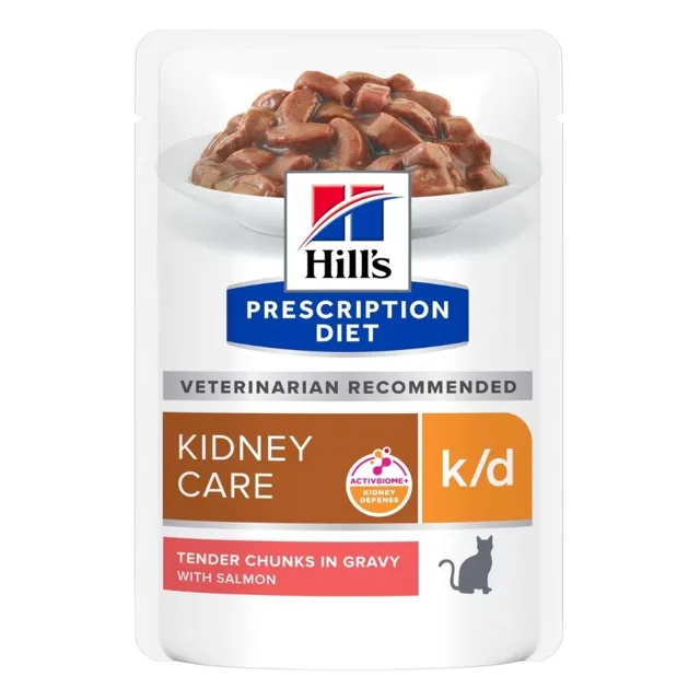 HILL'S Prescription Diet Feline k/d Kidney Care s lososem 12x85 g v sáčku