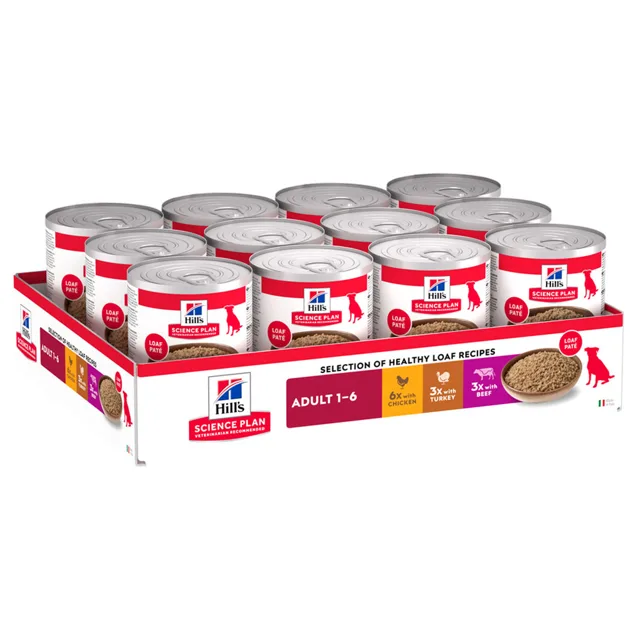 Hill's Science Plan Adult 1-6 - kuřecí, krůtí, hovězí - 2 x 12 ks (24 x 370 g)