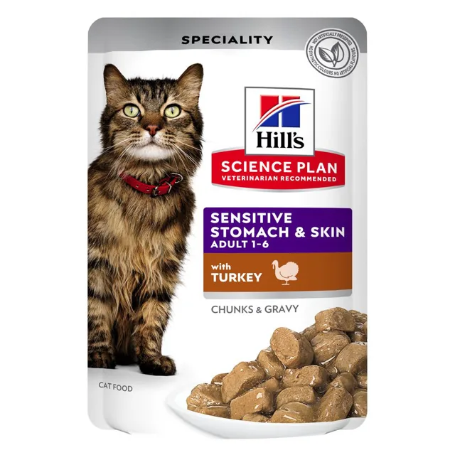 Hill's Science Plan Adult Cat Sensitive Stomach & Skin - krocan 12 ks (12 x 85 g)