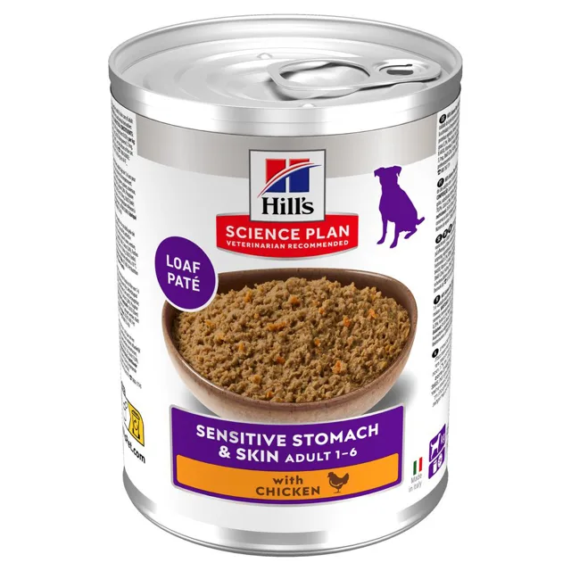 Hill's Science Plan Adult Dog Sensitive Stomach & Skin - kuřecí 24 ks (24 x 370 g)