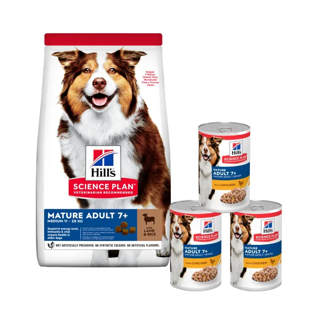 HILL'S Science Plan Canine Mature Adult Lamb &amp; Rice 14 kg + 3 konzervy ZDARMA