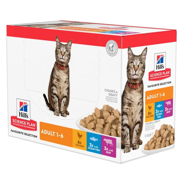 HILL'S Science Plan Feline kapsičky multipack pro dospělé kočky 12 x 85 g