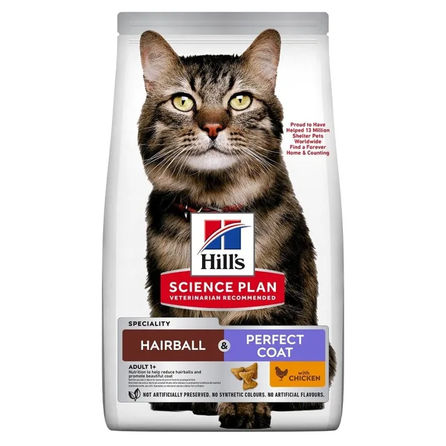 HILL'S Science Plan Hairball &amp; Perfect Coat 7kg krmivo s kuřetem pro dospělé kočky