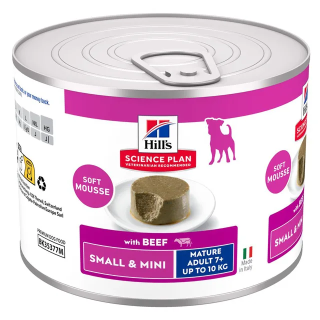 Hill's Science Plan Mature Small & Mini Mousse - 12 ks (12 × 200 g) Hovězí