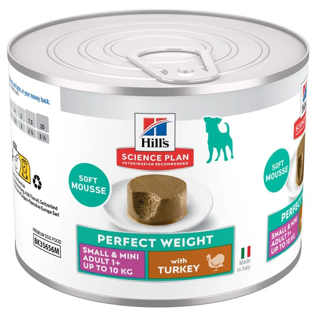 Hill's Science Plan Perfect Weight Adult Small & Mini Mousse - krůtí maso (24 x 200 g)