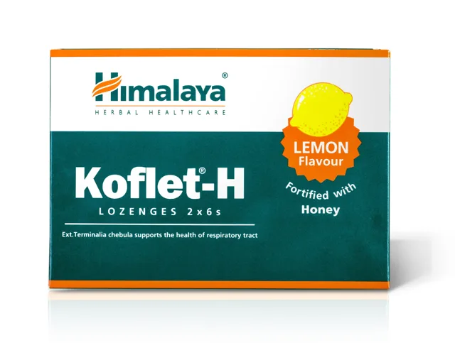 Himalaya Koflet-H Lemon, pastilky s příchutí citrónu, 12 pastilek