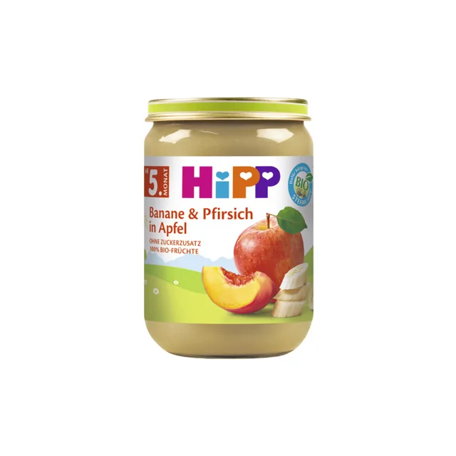 Hipp BIO Jablka s banány a broskvemi 190 g
