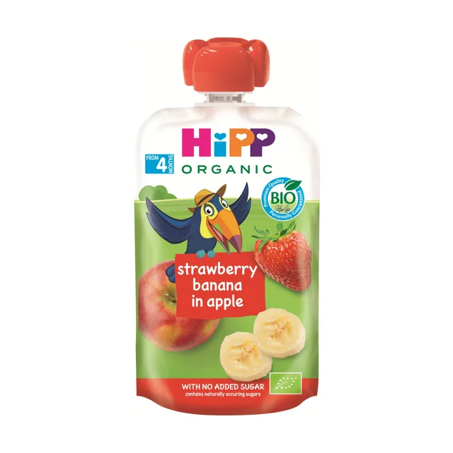 Hipp BIO Kapsička jablko-banán-jahoda 100 g