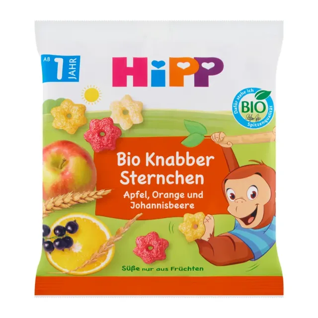 HiPP Bio obilné křupky s jablkem, pomerančem a černým rybízem