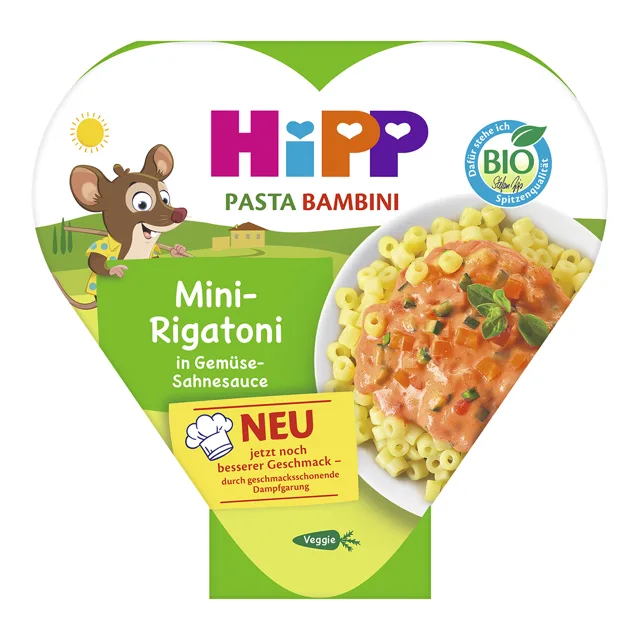 Hipp BIO Pasta bambini Mini-Rigatoni se zeleninou ve smetanové omáčce 250 g