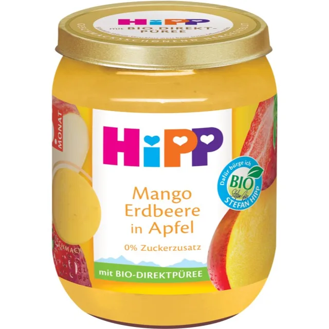 Hipp BIO SUPEROVOCE jablko, mango a jahody ovocný příkrm 160 g