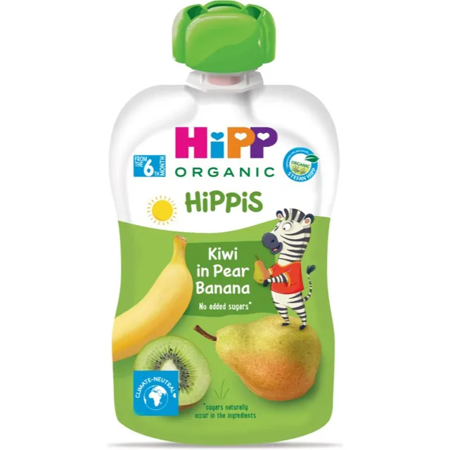 Hipp HiPPis BIO 100% ovoce hruška – banán – kiwi ovocný příkrm 100 g