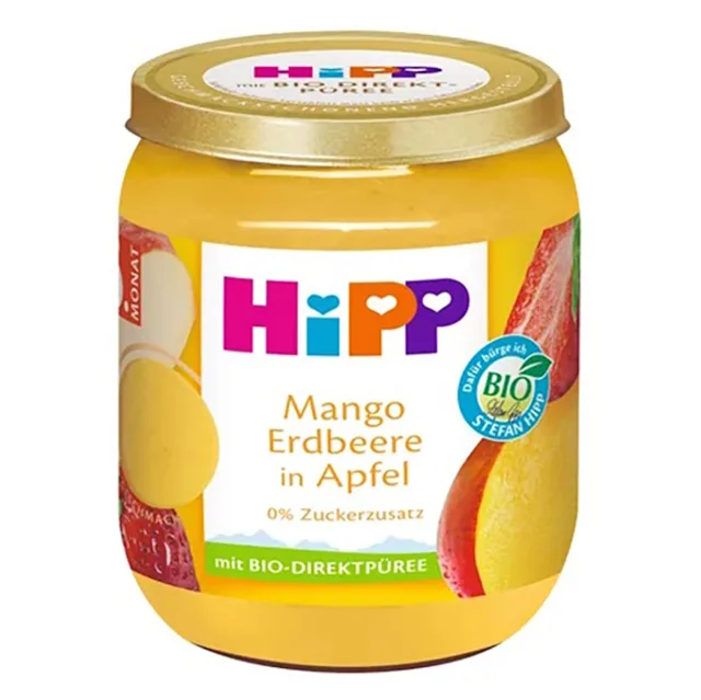 HIPP Jablka s mangem a jahodami BIO 160 g