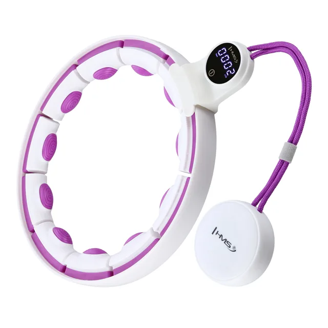 HMS Masážní hula hoop HHM17 se závažím, magnety a počítadlem bílá/fialová
