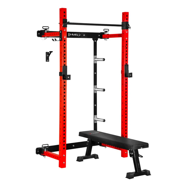 HMS Multifunkční skládací posilovací stojan - Power Rack KLT34 červený