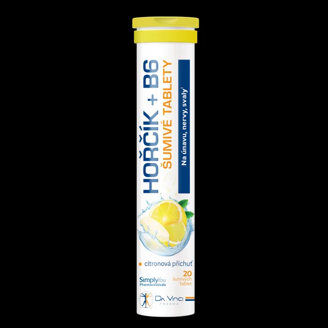 Hořčík 250 mg + B6 Da Vinci Pharma citrón 20 šumivých tablet