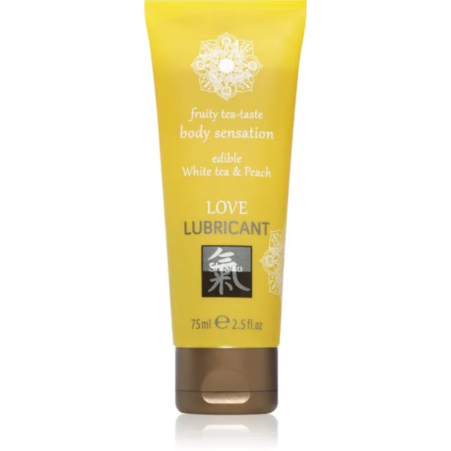 HOT Shiatsu Love lubrikační gel s příchutí White Tea & Peach 75 ml