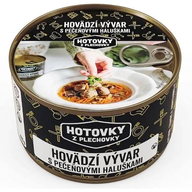 HOTOVKY Z PLECHOVKY Hovězí vývar s játrovými knedlíčky 4 porce