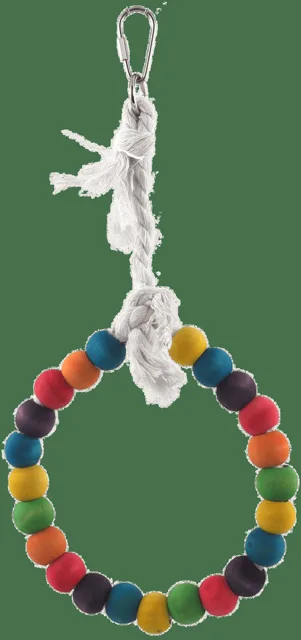 Houpačka Bird Jewel dřevěná s lanem barevná kruh 15cm