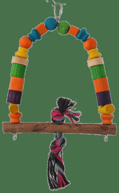 Houpačka Bird Jewel dřevěná s uzlem barevná 32cm