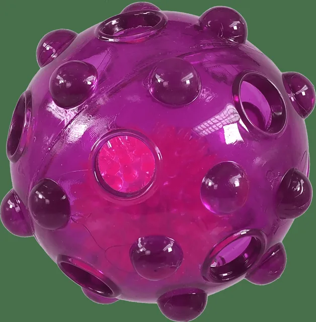 Hračka Dog Fantasy Glow míček z TPR gumy svítící fialový 8cm​