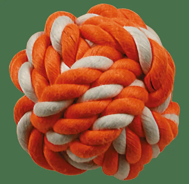 Hračka DOG FANTASY míč bavlněný oranžovo-bílý 12,5 cm