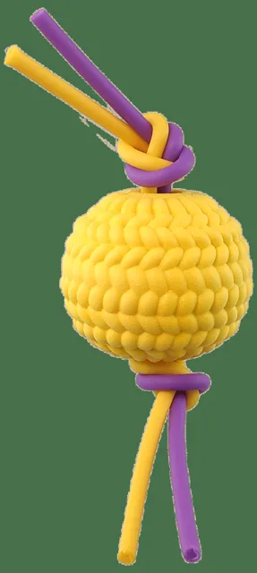 Hračka Dog Fantasy míček + flexi lana TPR pěna žlutý 22cm
