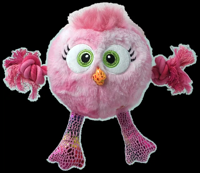 Hračka Dog Fantasy Monsters pískací kuře s provazy 15cm růžové