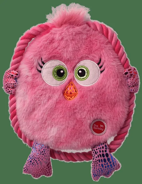 Hračka Dog Fantasy Monsters šustící kuře s provazem 18cm růžové
