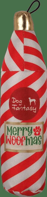 Hračka Dog Fantasy Winter Tale láhev pískací, šustící červeno-bílá 28cm