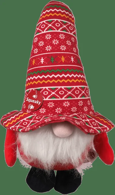 Hračka Dog Fantasy Winter Tale trpaslík pískací červený 30cm